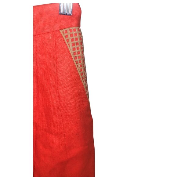 Schiatti & Co For Le Player Red Pants with Leather Detail. Size  XS (Designer si - Picture 3 of 6
